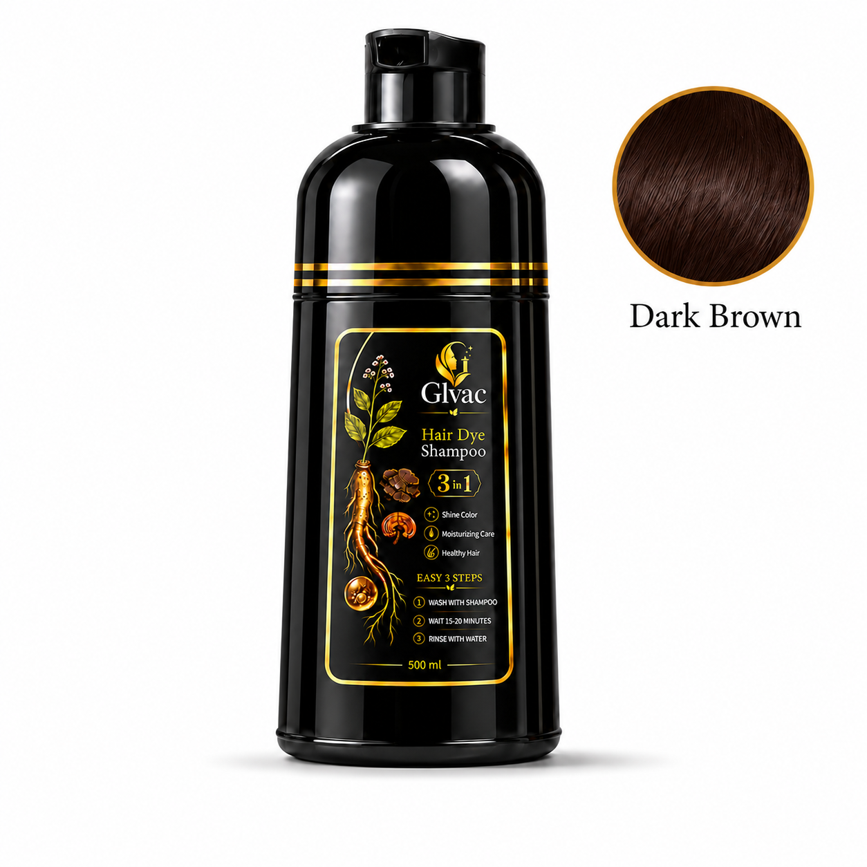 Glvac 3-in-1 Hair Colour Shampoo 500ml